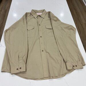 Vintage CC Filson Shirt Mens Large Button Up Beige Safari Pockets Long Sleeve